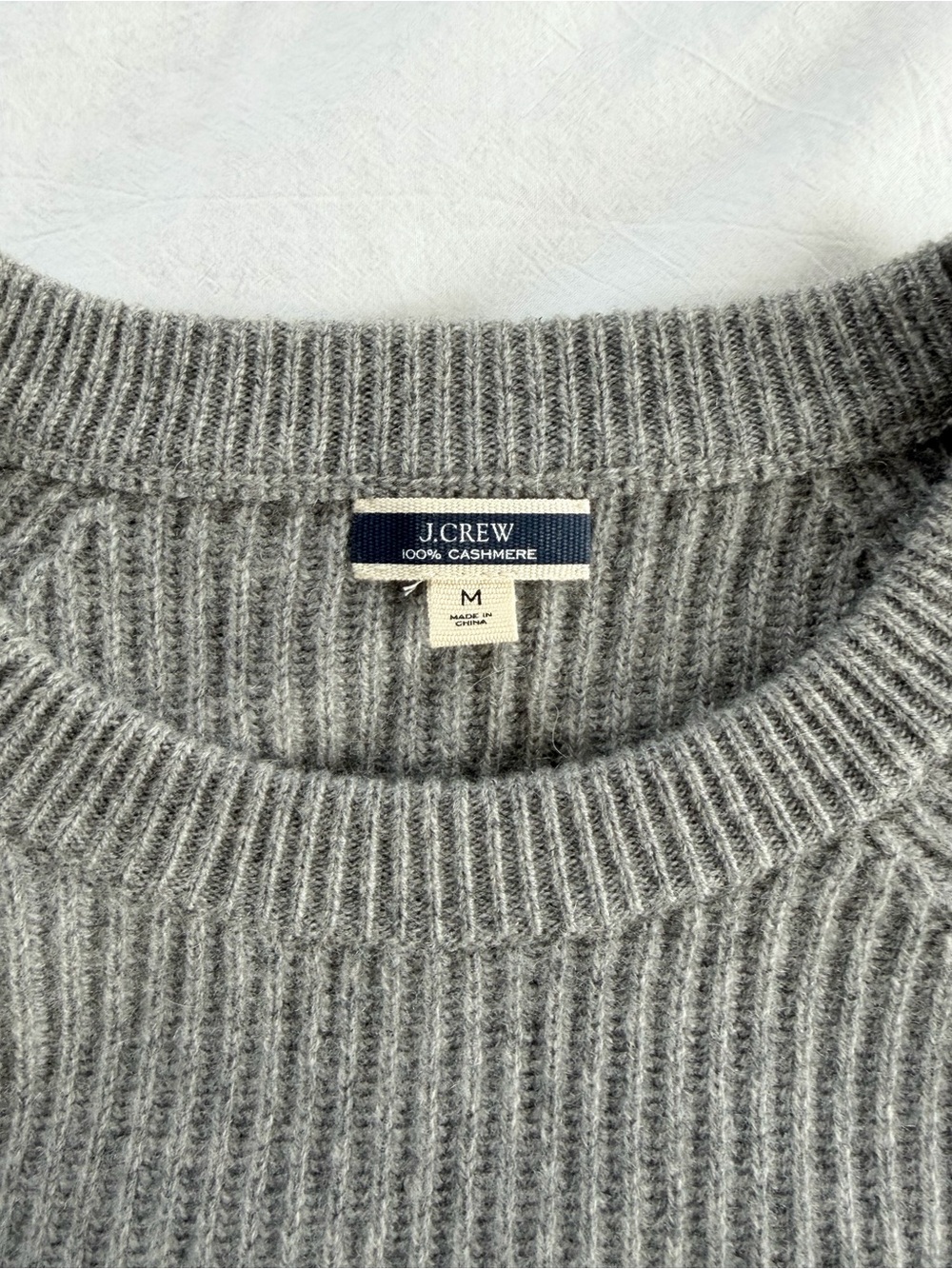 J.Crew Women’s Cashmere Ribbed Crewneck Sweater - Gray - Picture 1 of 5